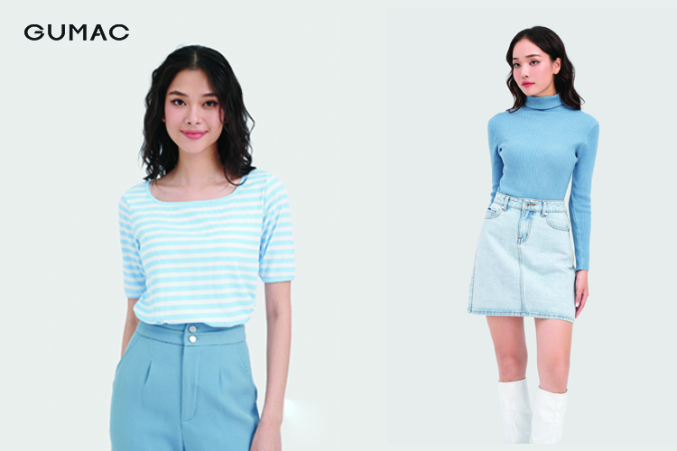 Quần áo màu xanh dương của thương hiệu GUMAC