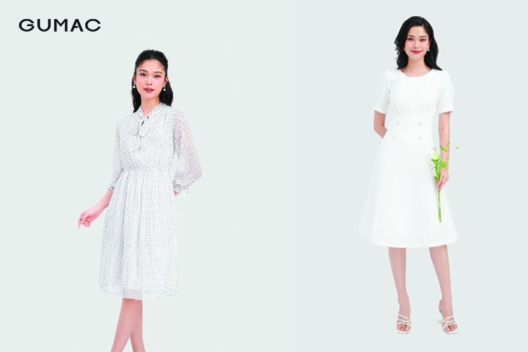 Váy đầm màu trắng của thương hiệu GUMAC