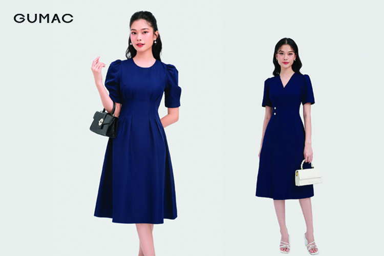 Váy đầm màu xanh dương của thương hiệu GUMAC