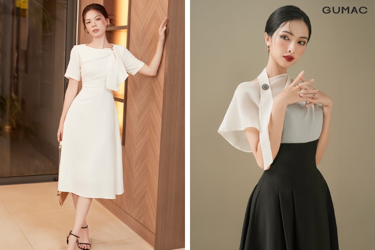 outfit du tiec sang trong cho nu canh dan