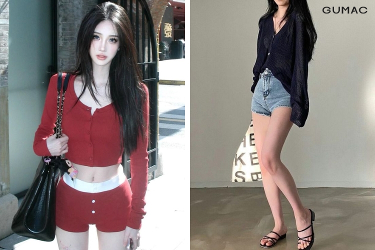 đi đồi cát mặc áo cardigan với quần short