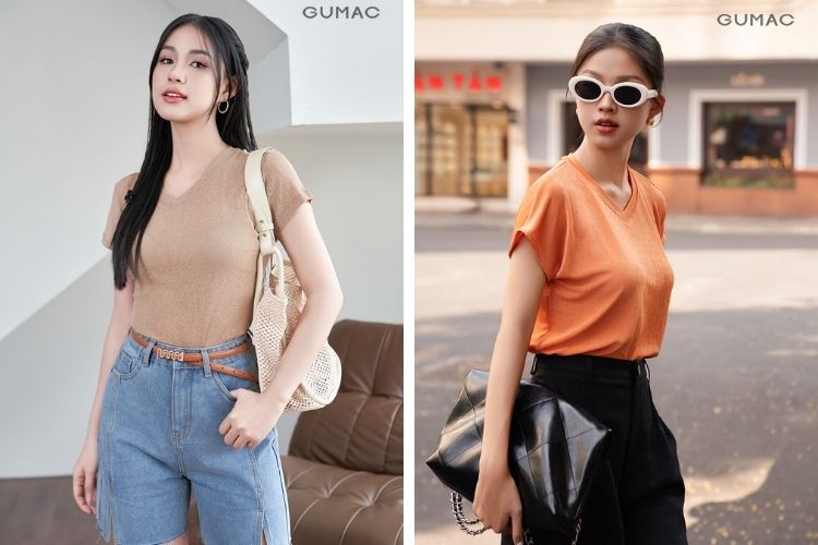 Mix áo thun cổ tim vào ngày 40 độ Mix áo thun cổ tim vào ngày 40 độ