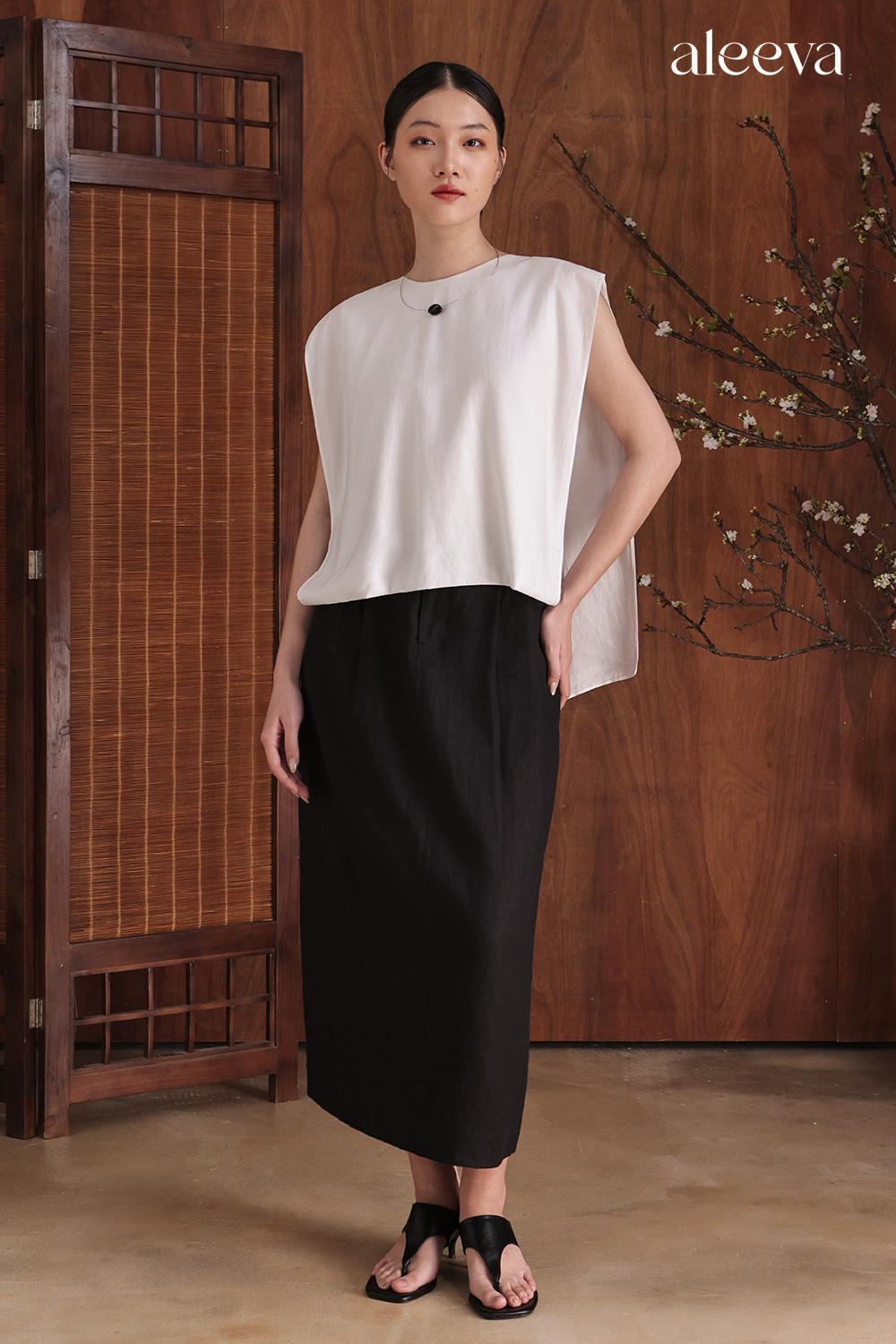 Asymmetric hem layered blouse
