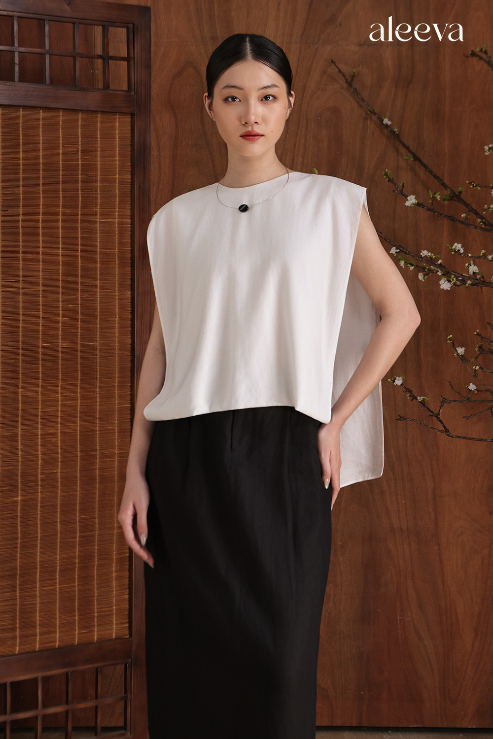Asymmetric hem layered blouse