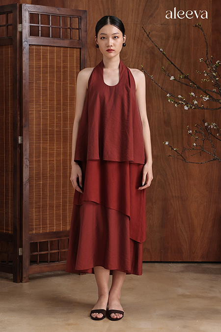 Halter-neck layers dress