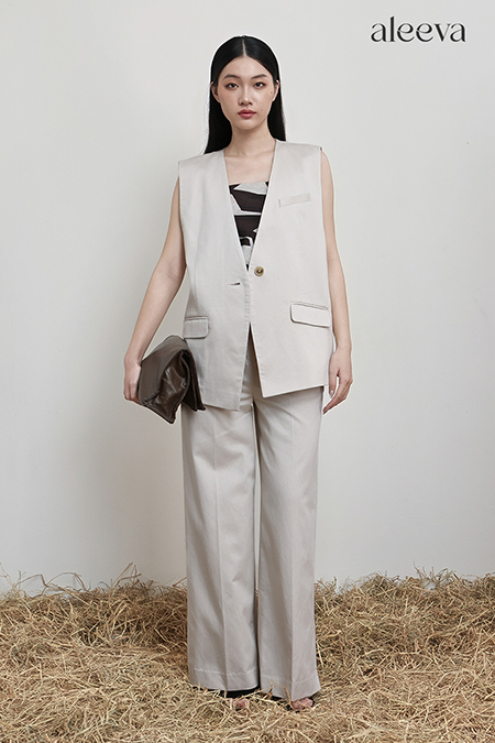 Wide-leg slit trousers