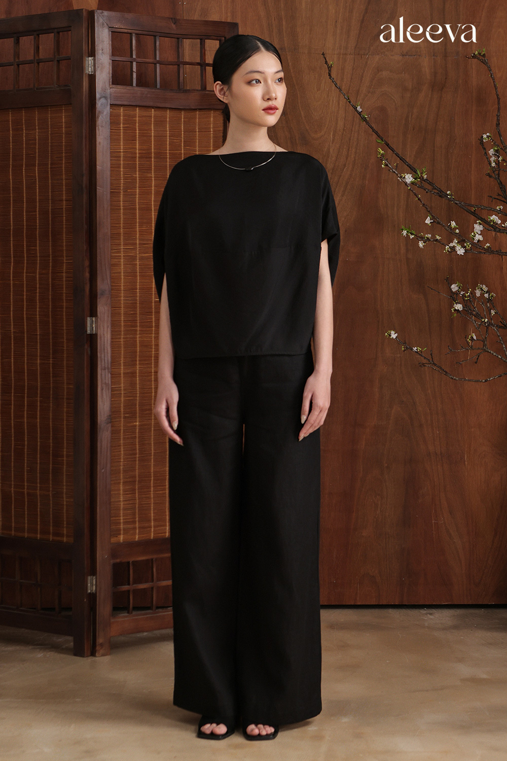 Linen wide leg trousers