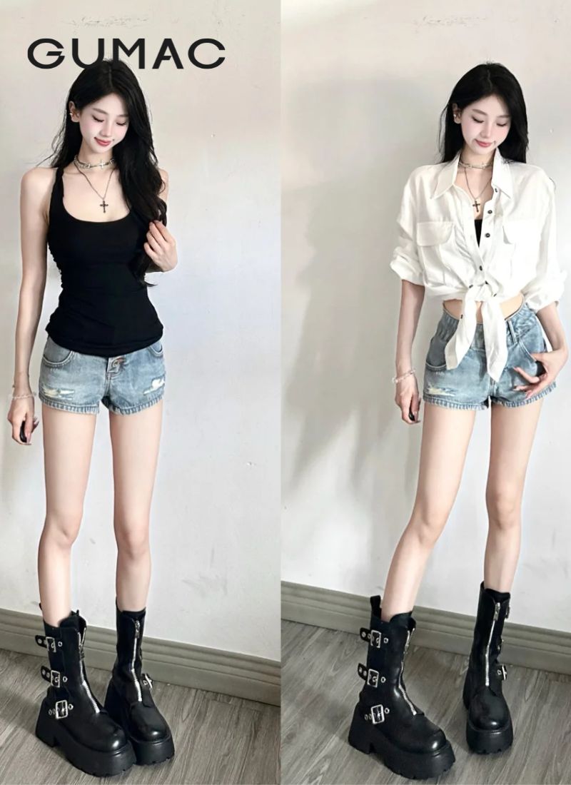 Áo sơ mi buộc vạt áo