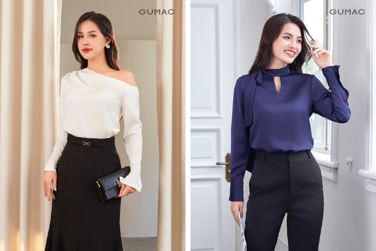 vẻ đẹp phụ nữ tuổi 40 cùng áo dáng suông