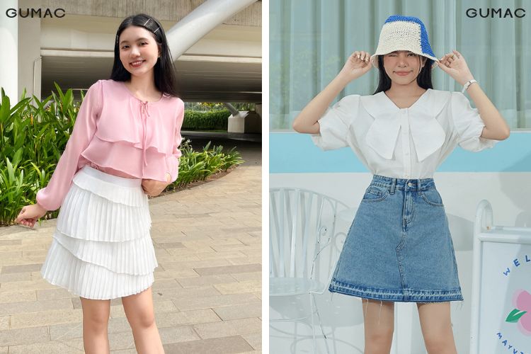 Gợi ý áo kiểu phối bèo đi chơi 1/6 Gợi ý áo kiểu phối bèo đi chơi 1/6