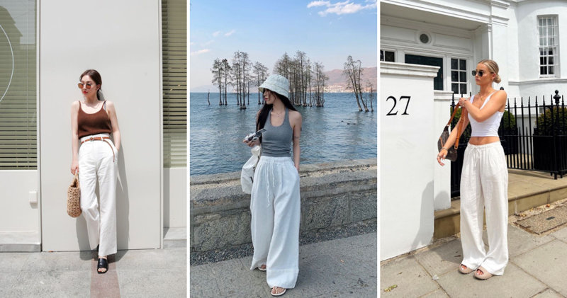 Tank top lửng cùng quần ống rộng cá tính, thoải mái.