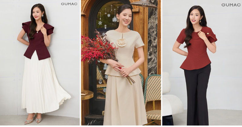 Set đồ áo peplum và chân váy chữ A sang trọng, che khéo khuyết điểm vòng hai.