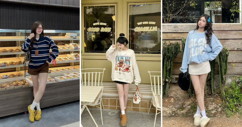 Chân váy chữ A phối cùng áo sweater mang lại sự đơn giản, thoải mái tuyệt đối.