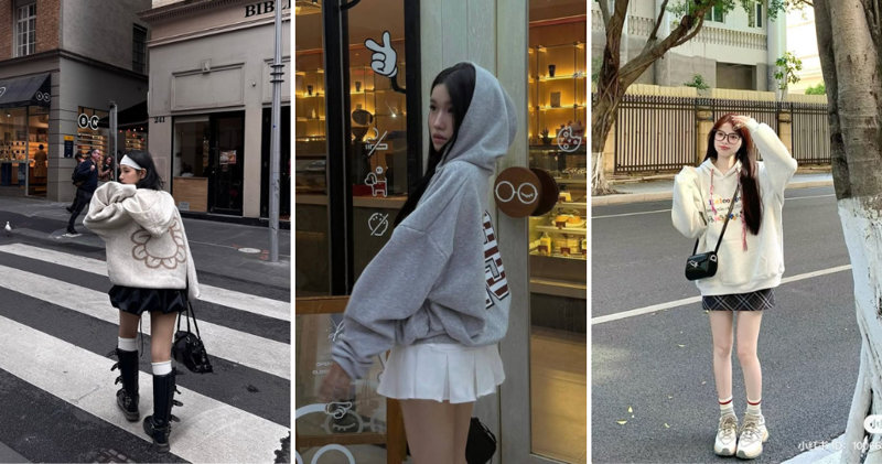 Thể hiện phong cách năng động, cá tính với chân váy chữ A và áo hoodie.