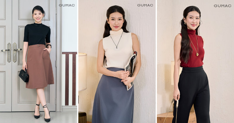 Vẻ ngoài sang trọng, cuốn hút khi kết hợp áo len cổ lọ và chân váy chữ A.