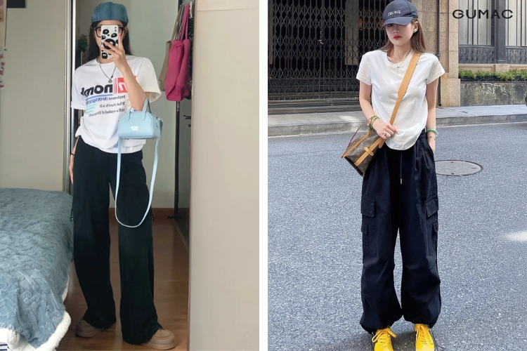 mix ao phong trang voi quan jogger