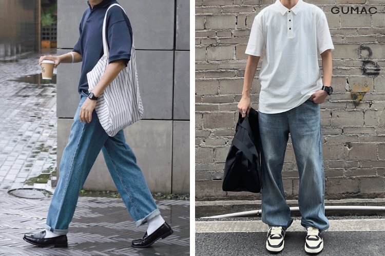 ao polo mac voi quan jean