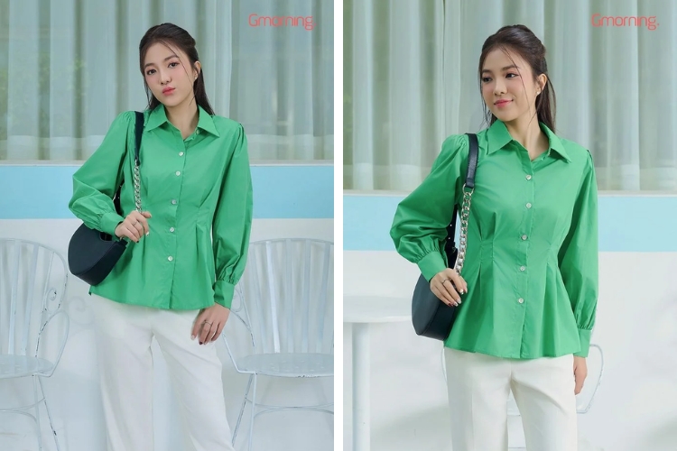 Áo sơmi nữ Gmorning kiểu thắt eo xinh xắn