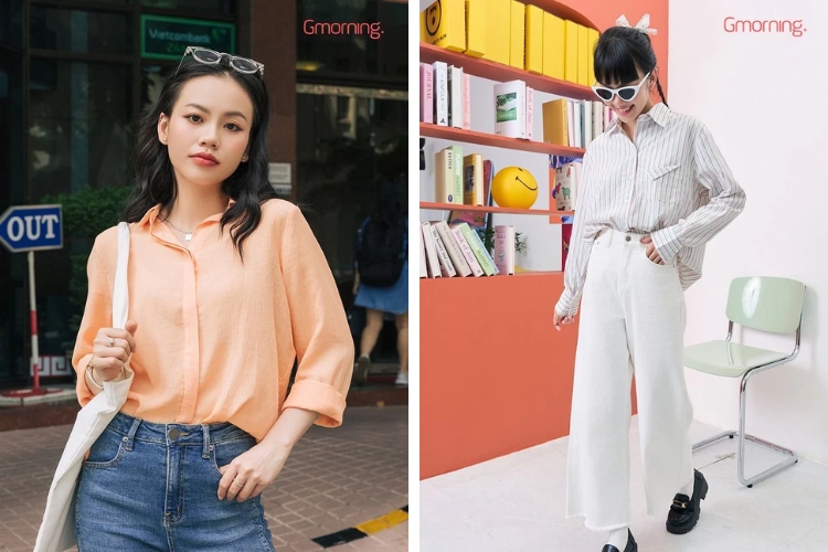 Kết hợp với quần jeans cạp cao