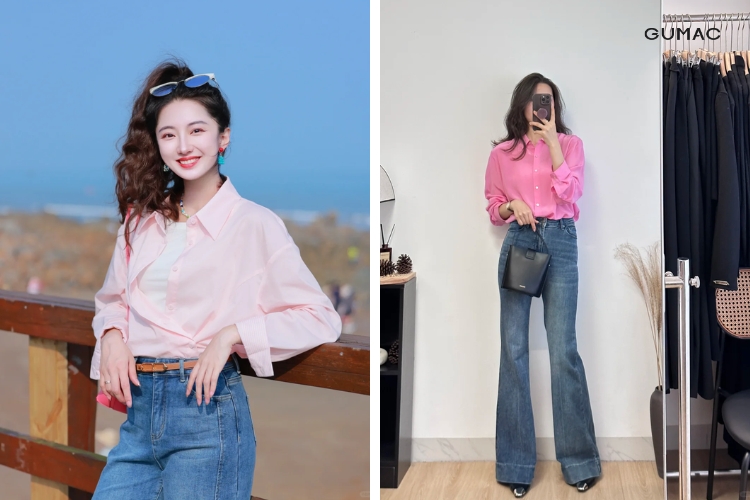 Màu sắc khi phối áo sơ mi quần jeans nữ