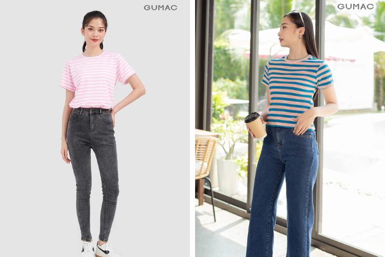 chọn áo có họa tiết kẻ ngang