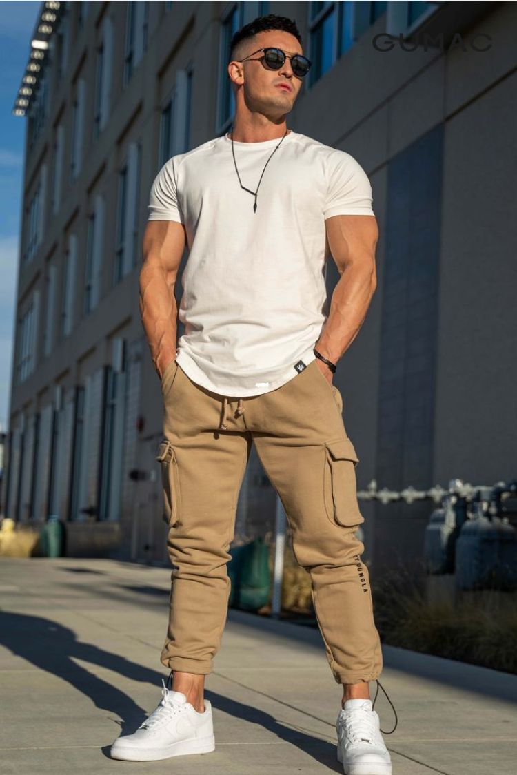 Áo thun form rộng nam kết hợp với jogger túi hộp