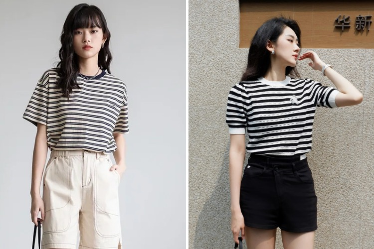 Mix áo thun sọc ngang đen trắng Mix áo thun sọc ngang đen trắng