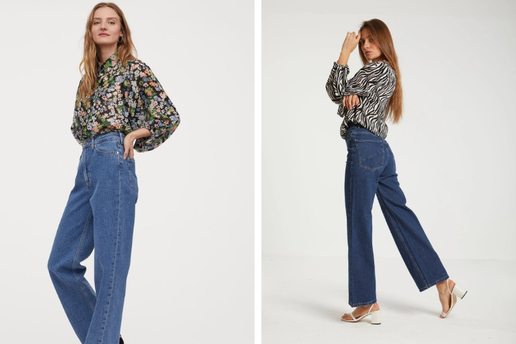 áo voan kiểu mặc với quần jean ống rộng