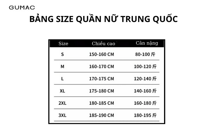 Bảng size quần cho nữ CHUẨN chính xác nhất hiện nay