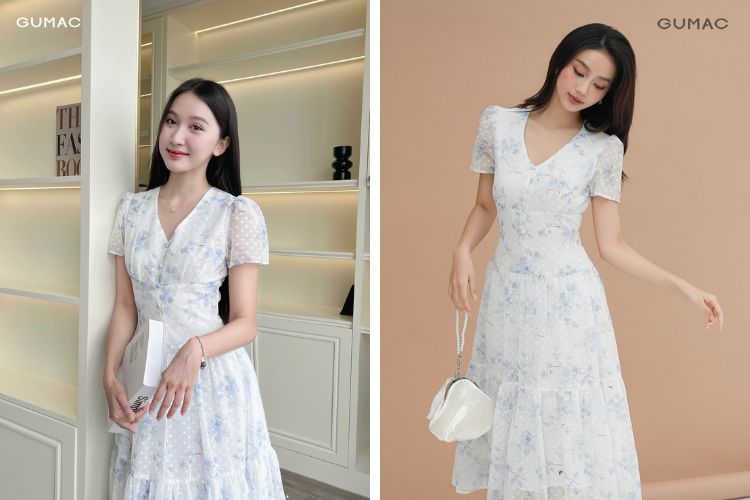Đầm phối thắt nơ eo Đầm phối thắt nơ eo
