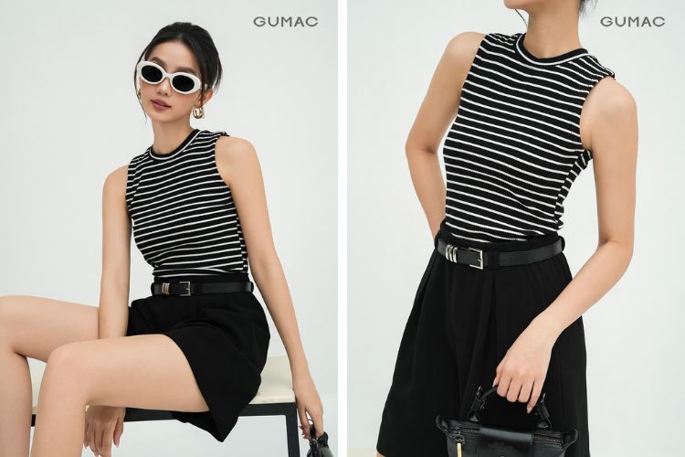 Áo thun nữ tanktop sọc năng động Áo thun nữ tanktop sọc năng động