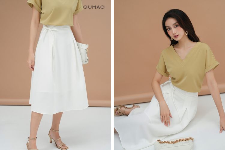 Chân váy xòe thắt nơ đáng yêu Chân váy xòe thắt nơ đáng yêu