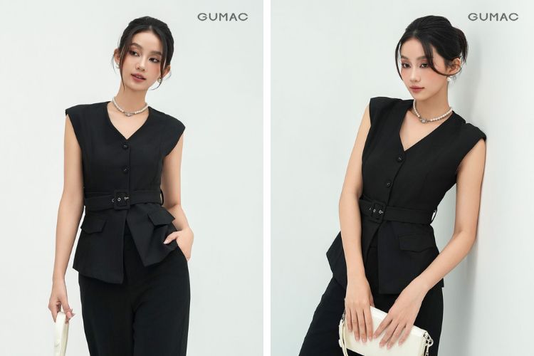 Áo kiểu nắp túi đắp mix quần ống loe cực sang Áo kiểu nắp túi đắp mix quần ống loe cực sang