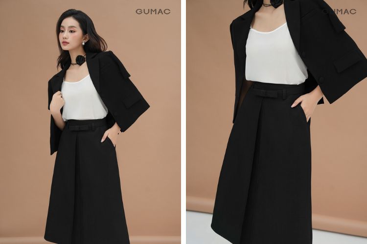 Chân váy form A thiết kế nơ eo xinh xắn Chân váy form A thiết kế nơ eo xinh xắn