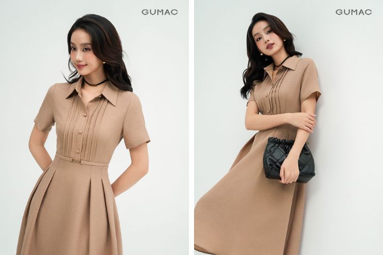 Thanh lịch với đầm sơ mi xếp ly Thanh lịch với đầm sơ mi xếp ly
