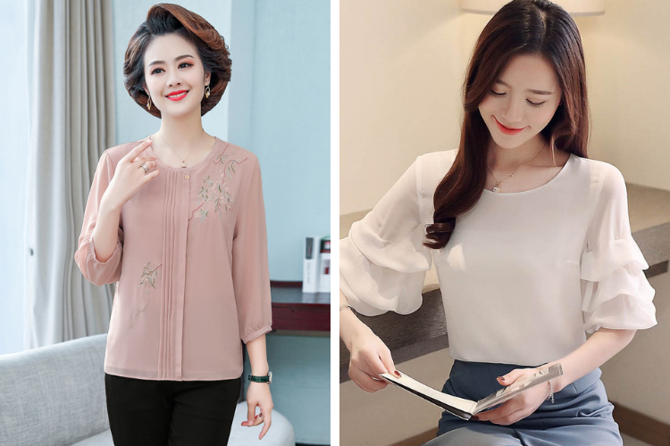 áo voan tay lỡ cổ tròn áo voan tay lỡ cổ tròn
