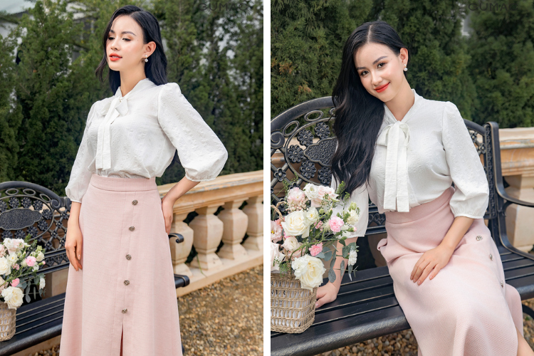 áo voan tay lỡ cổ nơ áo voan tay lỡ cổ nơ