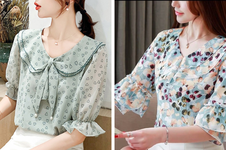 áo voan tay lỡ cổ bèo áo voan tay lỡ cổ bèo