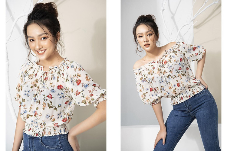 áo voan tay lỡ bó gấu chun áo voan tay lỡ bó gấu chun