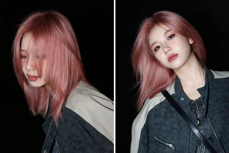 toc ngang vai nhuom mau hong