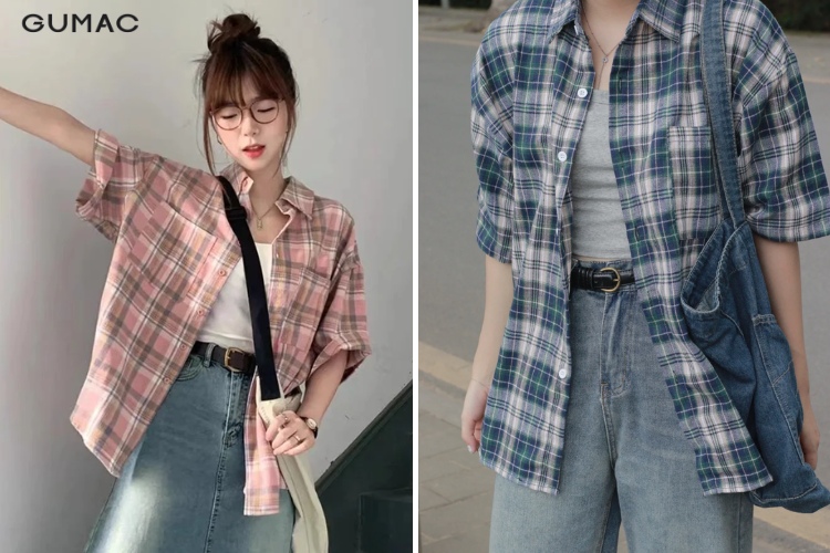 ao so mi caro cho nu dang tay ngan