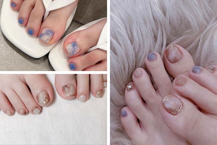Kiểu nail chân ombre loang màu sành điệu mau nail chan ombre loang mau sanh dieu