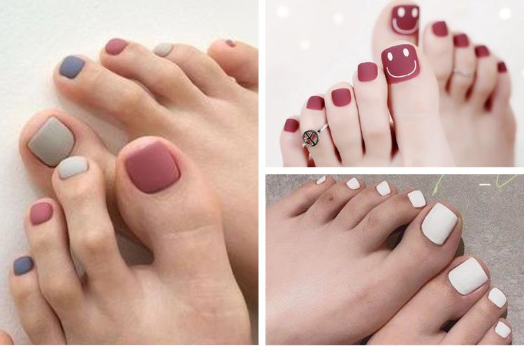 Mẫu nail chân sơn nhám cá tính mau mong chan son nham ca tinh