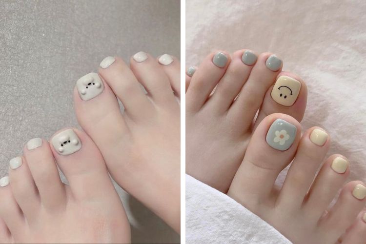 Những mẫu nail chân họa tiết dễ thương nhung mau nail chan hoa tiet de thuong