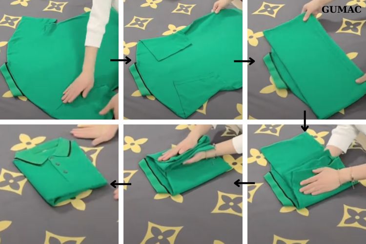 Cách xếp áo thun có cổ