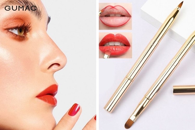  Dùng cọ tán một lớp son nhẹ lên môi