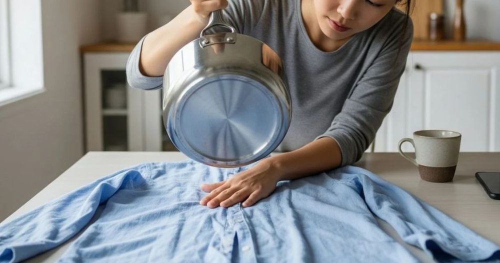 Mặt đáy kim loại nóng của nồi hoặc chảo hoạt động hiệu quả tương tự đế bàn ủi
