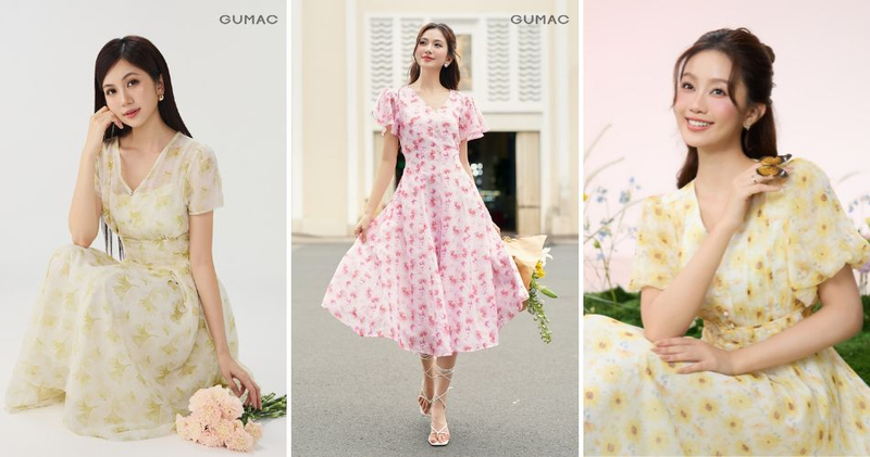 Chi tiết cổ áo xẻ sâu vừa phải giúp phần thân trên trông thanh thoát, nữ tính và quyến rũ hơn