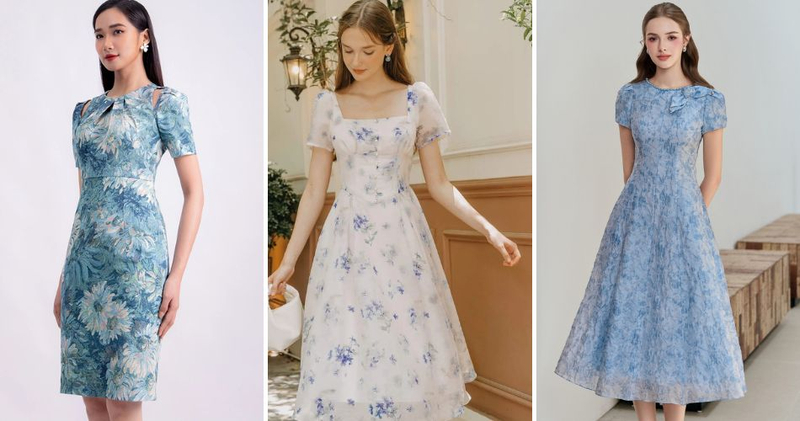 Đầm hoa chiết eo hoặc ôm nhẹ giúp tôn lên đường cong cân đối đặc trưng của dáng người đồng hồ cát