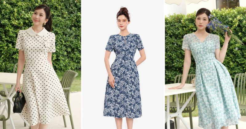 Đầm hoa dáng chữ A hoặc chiết eo nhẹ giúp tạo hiệu ứng thon gọn và cân đối hơn cho vóc dáng đầy đặn